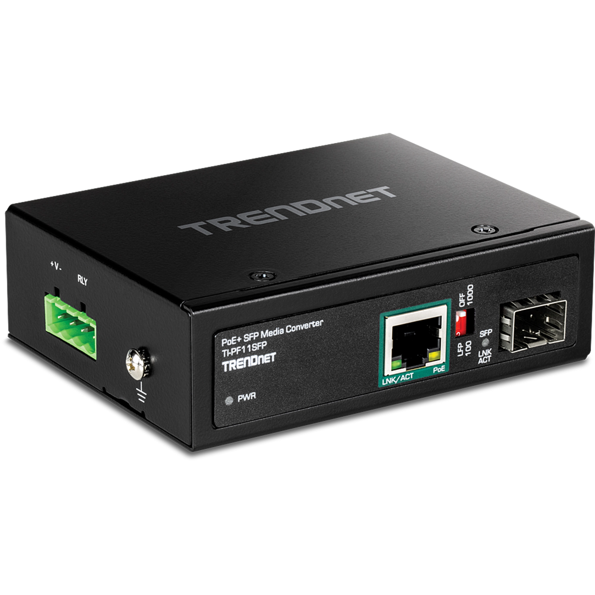 TRENDNET - TI-PF11SFP - Hardened Industrial SFP to Gigabit PoE+ Media Converter