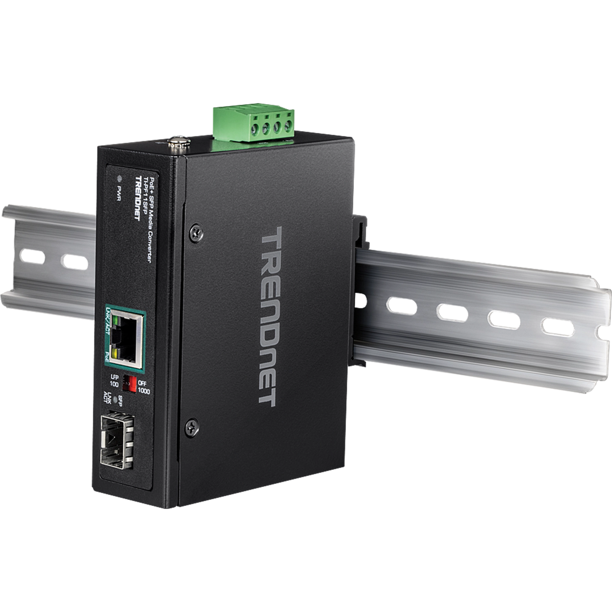 TRENDNET - TI-PF11SFP - Hardened Industrial SFP to Gigabit PoE+ Media Converter