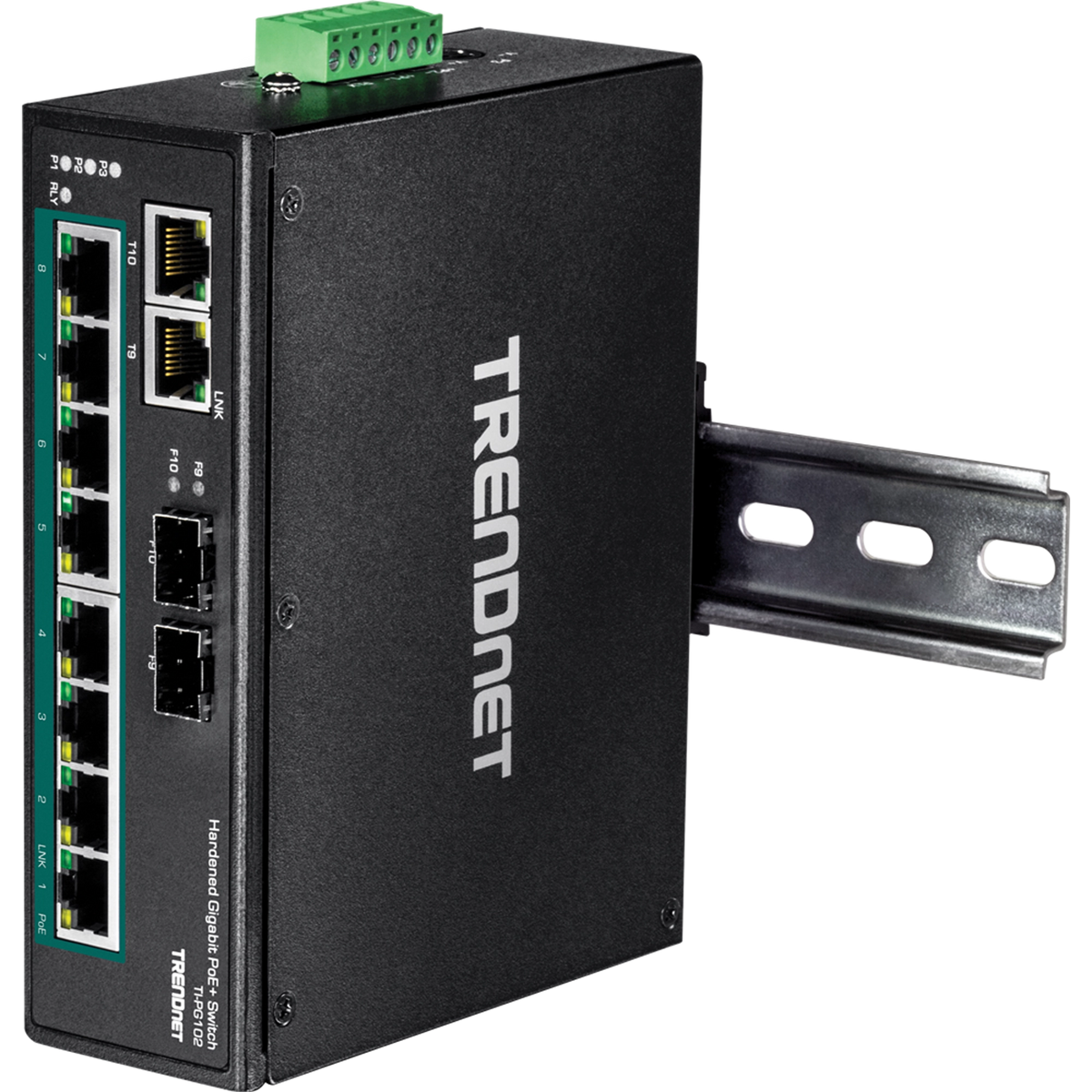 TRENDNET - TI-PG102 - 10-Port Hardened Industrial Gigabit PoE+ DIN-Rail Switch
