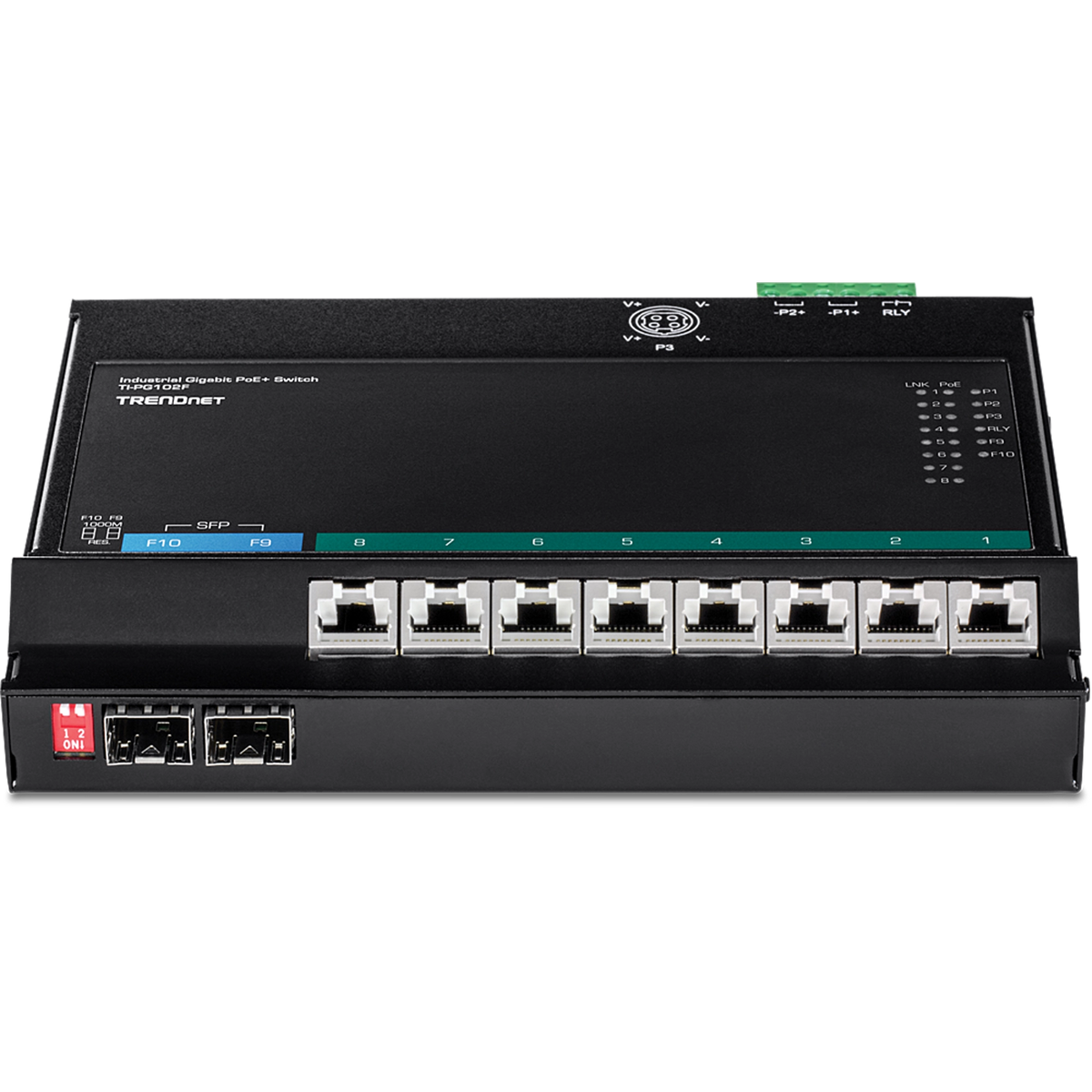 TRENDNET - TI-PG102F - 10-Port Industrial Gigabit PoE+ Wall-Mount Front Access Switch