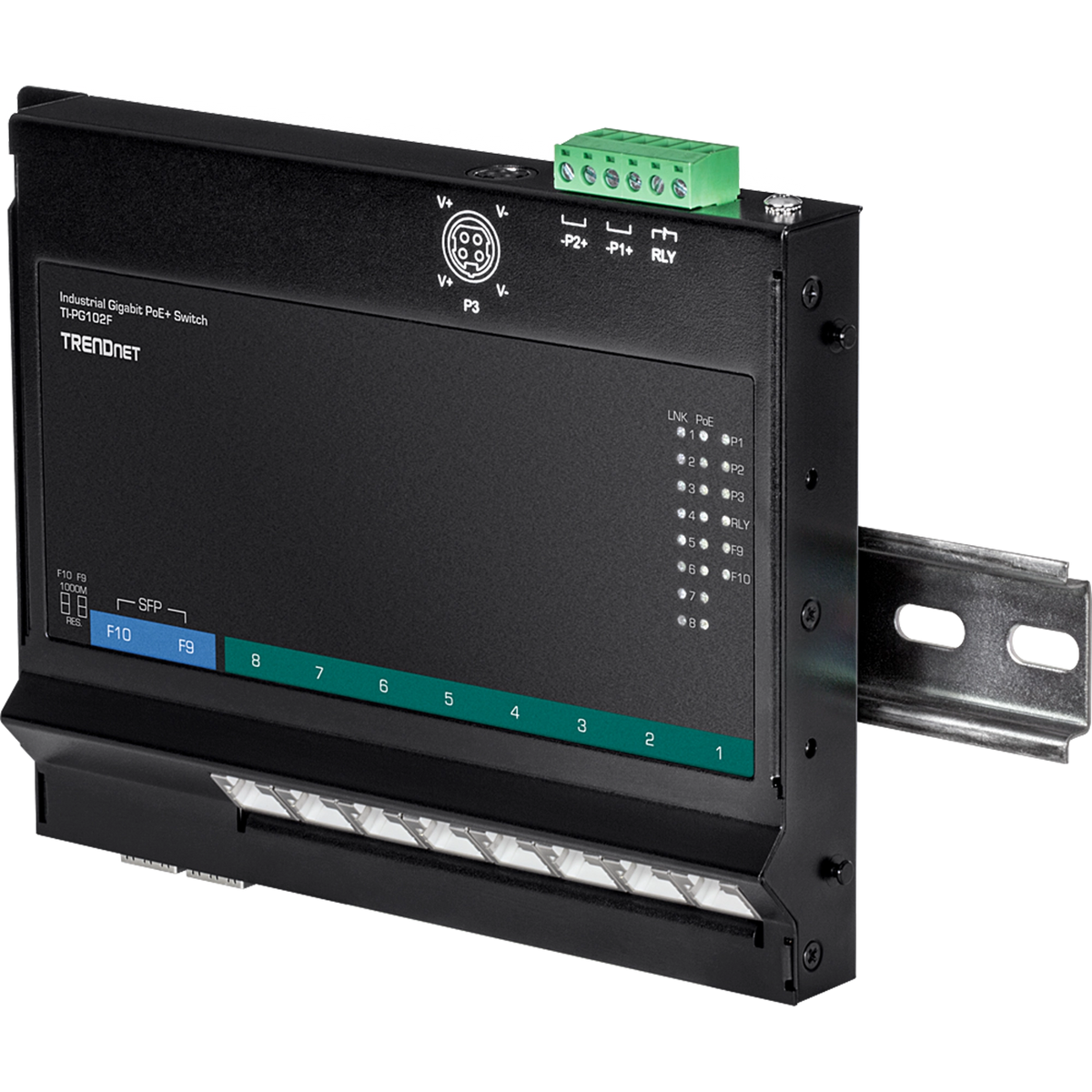 TRENDNET - TI-PG102F - 10-Port Industrial Gigabit PoE+ Wall-Mount Front Access Switch