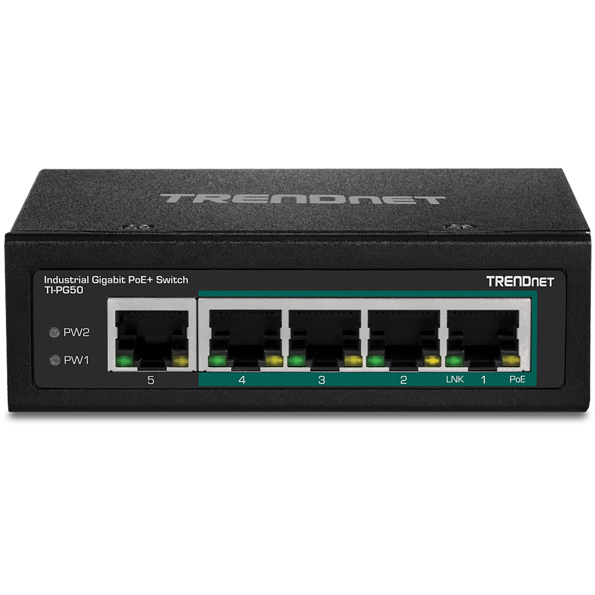 TRENDNET - TI-PG50 - 5-Port Industrial Gigabit PoE + DIN-Rail Switch