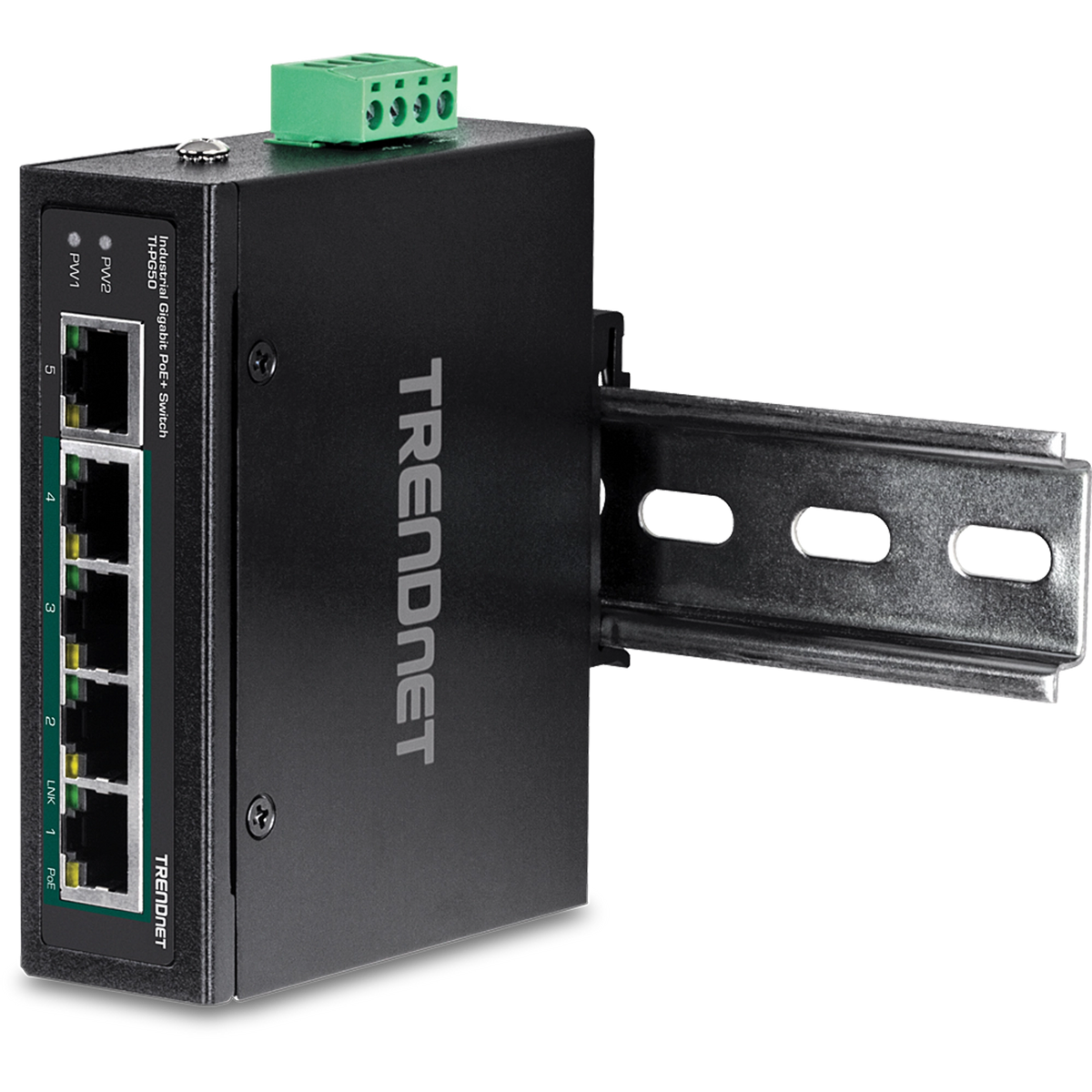 TRENDNET - TI-PG50 - 5-Port Industrial Gigabit PoE + DIN-Rail Switch