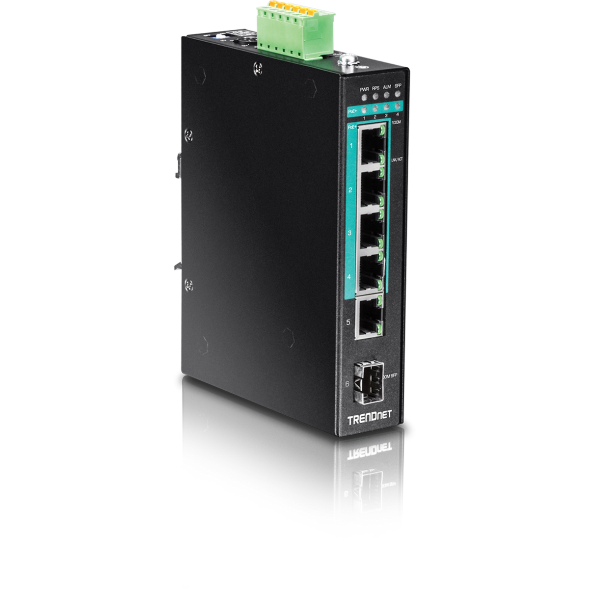 TRENDNET - TI-PG541 - 5-port Hardened Industrial Gigabit PoE+ DIN-Rail Switch