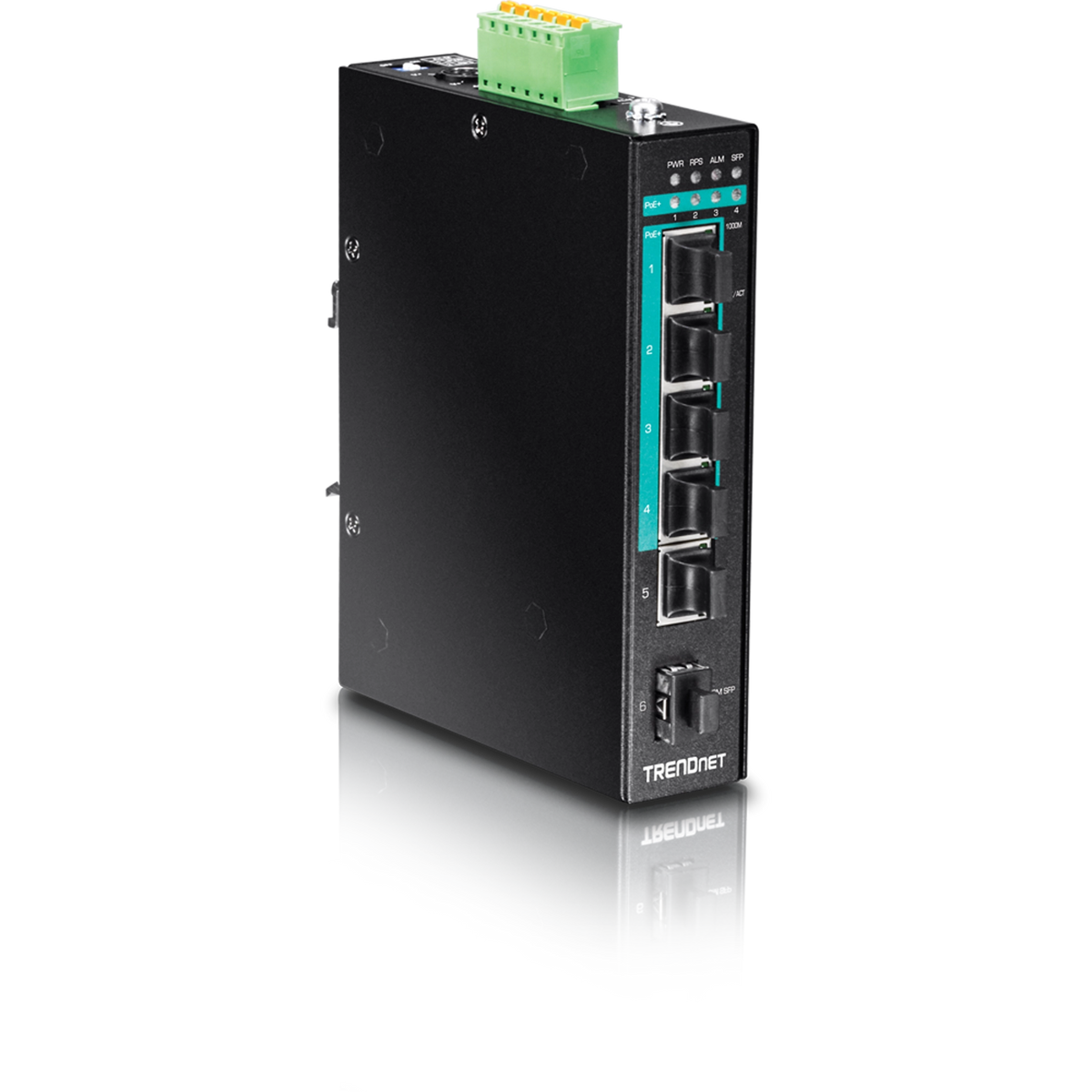 TRENDNET - TI-PG541 - 5-port Hardened Industrial Gigabit PoE+ DIN-Rail Switch