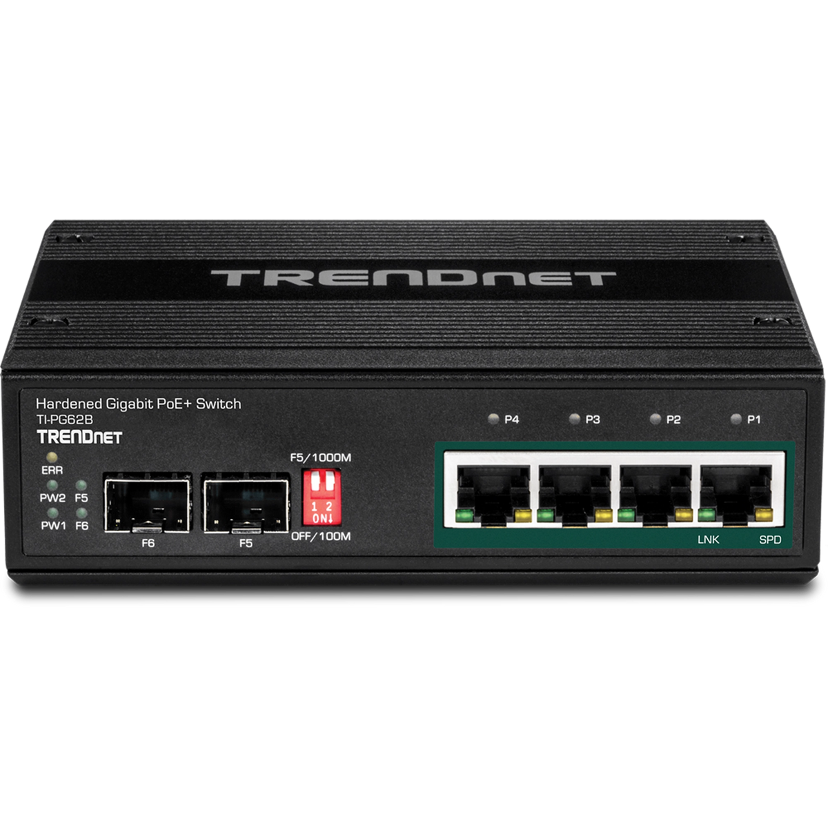 TRENDNET - TI-PG62B - 6-port hardened Industrial Gigabit PoE+ Switch /w 2 SFP (Boost Voltage from 12/24/48/VDC to 55VDC)