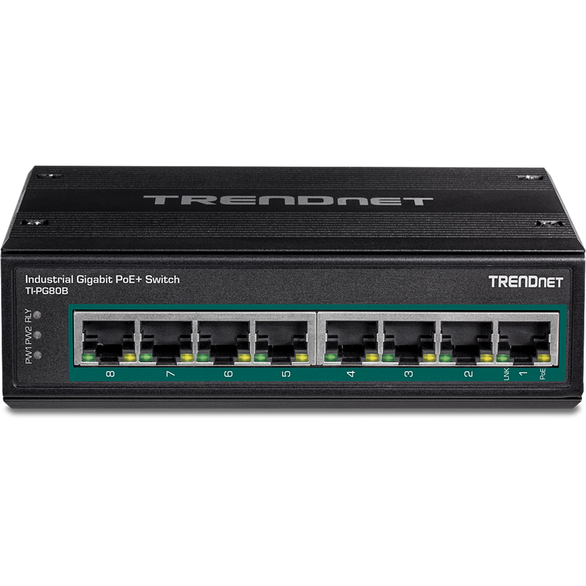 TRENDNET - TI-PG80B - 8-Port Industrial Gigabit PoE+ DIN-Rail Switch (24 - 56V)