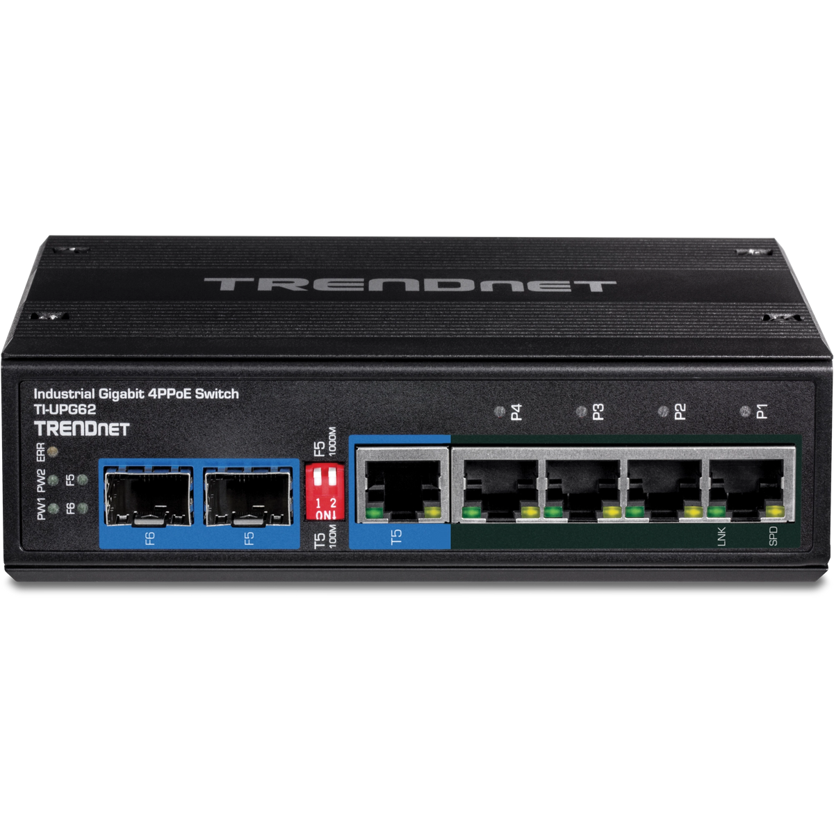 TRENDNET - TI-UPG62 - 6-Port Hardened Industrial Gigabit Ultra PoE DIN-Rail Switch