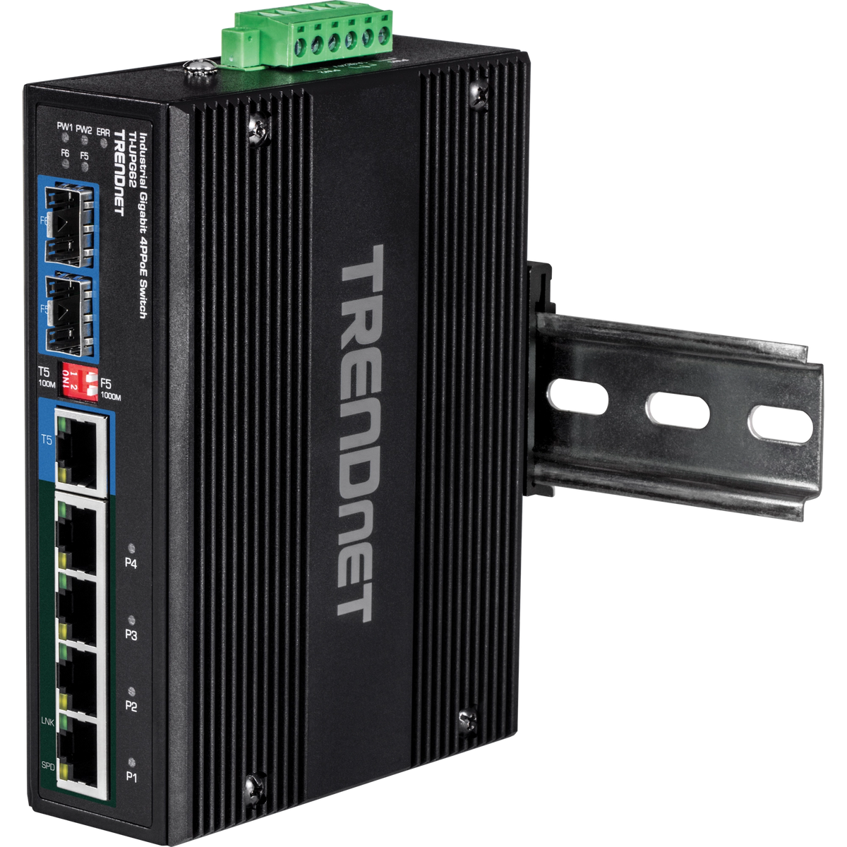 TRENDNET - TI-UPG62 - 6-Port Hardened Industrial Gigabit Ultra PoE DIN-Rail Switch