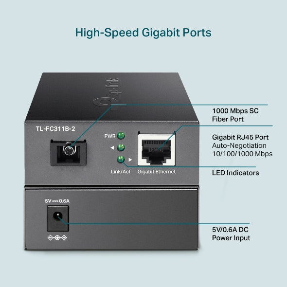 TP-Link - TL-FC311B-2 - Gigabit WDM Media Converter