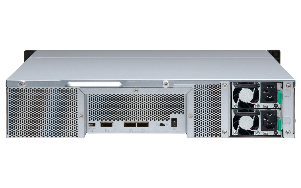 QNAP - TL-R1200S-RP-US - 12-bay 2U rackmount SATA JBOD expansion unit, redundant PSU, with a QXP-1600eS PCIe SATA host card and 3 SFF-8088 to SFF-8644 SAS/SATA 6Gb/s external cables