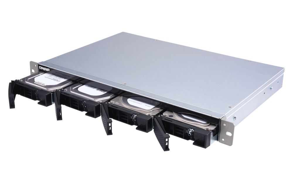QNAP - TL-R400S-US - 4-bay 1U rackmount SATA JBOD expansion unit with a QXP-400eS-A1164 PCIe SATA host card and 1 SFF-8088 to SFF-8088 SAS/SATA 6Gb/s external cables