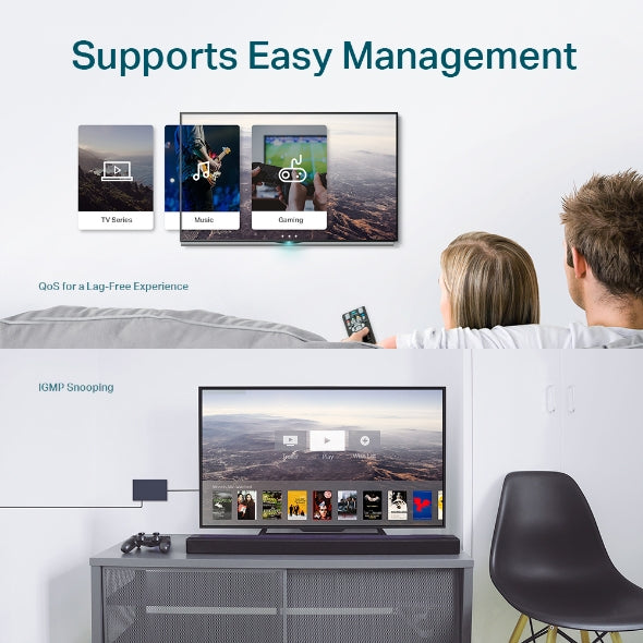 TP-Link - TL-SG105E - 5PORT 10/100/1000 GIGABIT EASY PERP SMART SWITCH