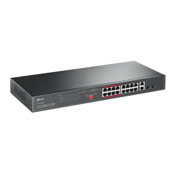 TP-Link - TL-SL1218MP - 16-Port 10/100 Mbps + 2-Port Gigabit Rackmount Switch with 16-Port PoE+