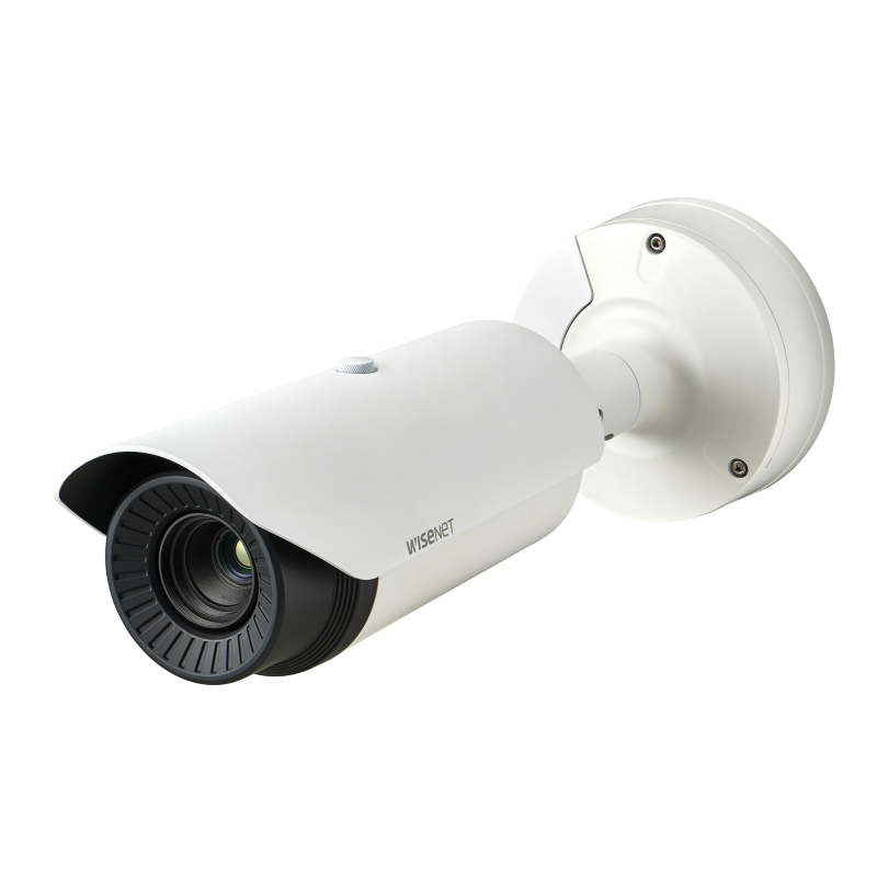 Hanwha - TNO-L4040TR - Wisenet T network outdoor vandal Radiometric bullet camera (uncooled), 640x480 @ 8fps, 19mm fixed focal lens (32°), triple codec H.265/H.264/MJPEG with Wisestream II, built-in SD card slot (1x256GB), advanced video analytics an
