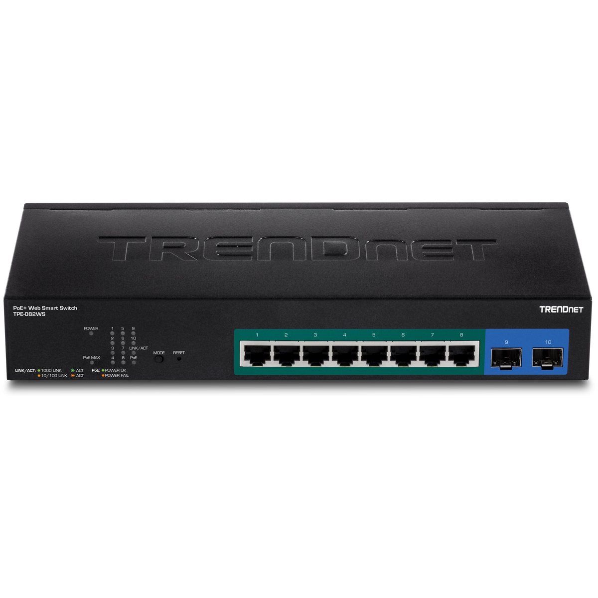 TRENDNET - TPE-082WS - 10-Port Gigabit Web Smart  PoE+ Switch