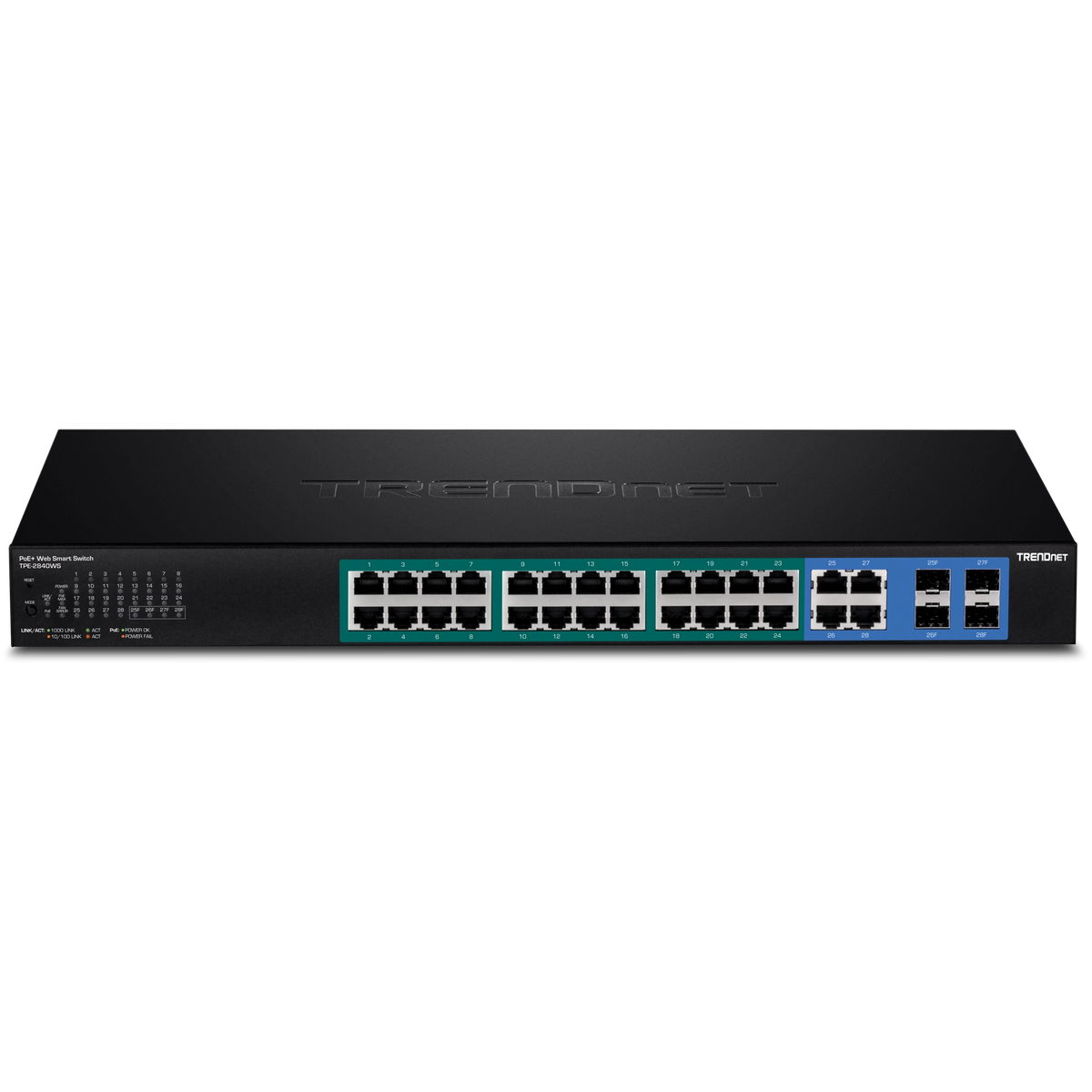 TRENDNET - TPE-2840WS - 24-port Gigabit Web Smart PoE Switch plus 4 SFP slots