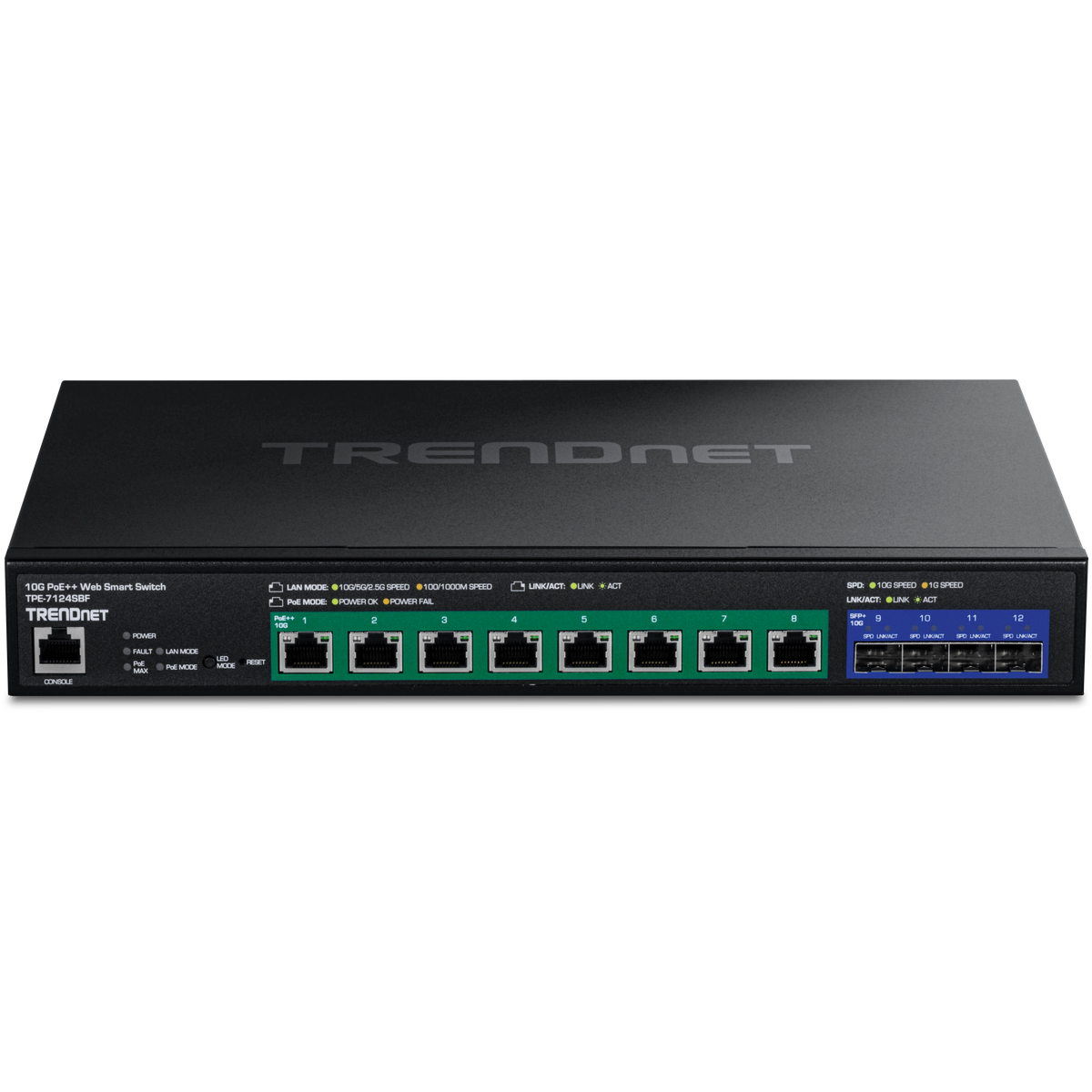 Trendnet - TPE-7124SBF - 12-Port 10G PoE++  Web Smart Switch (720W)