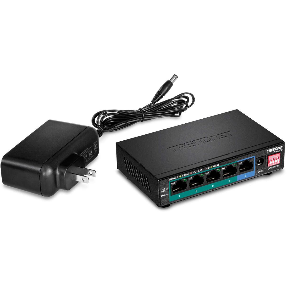 TRENDNET - TPE-LG50 - 5-Port Gigabit Long Range PoE+ Switch