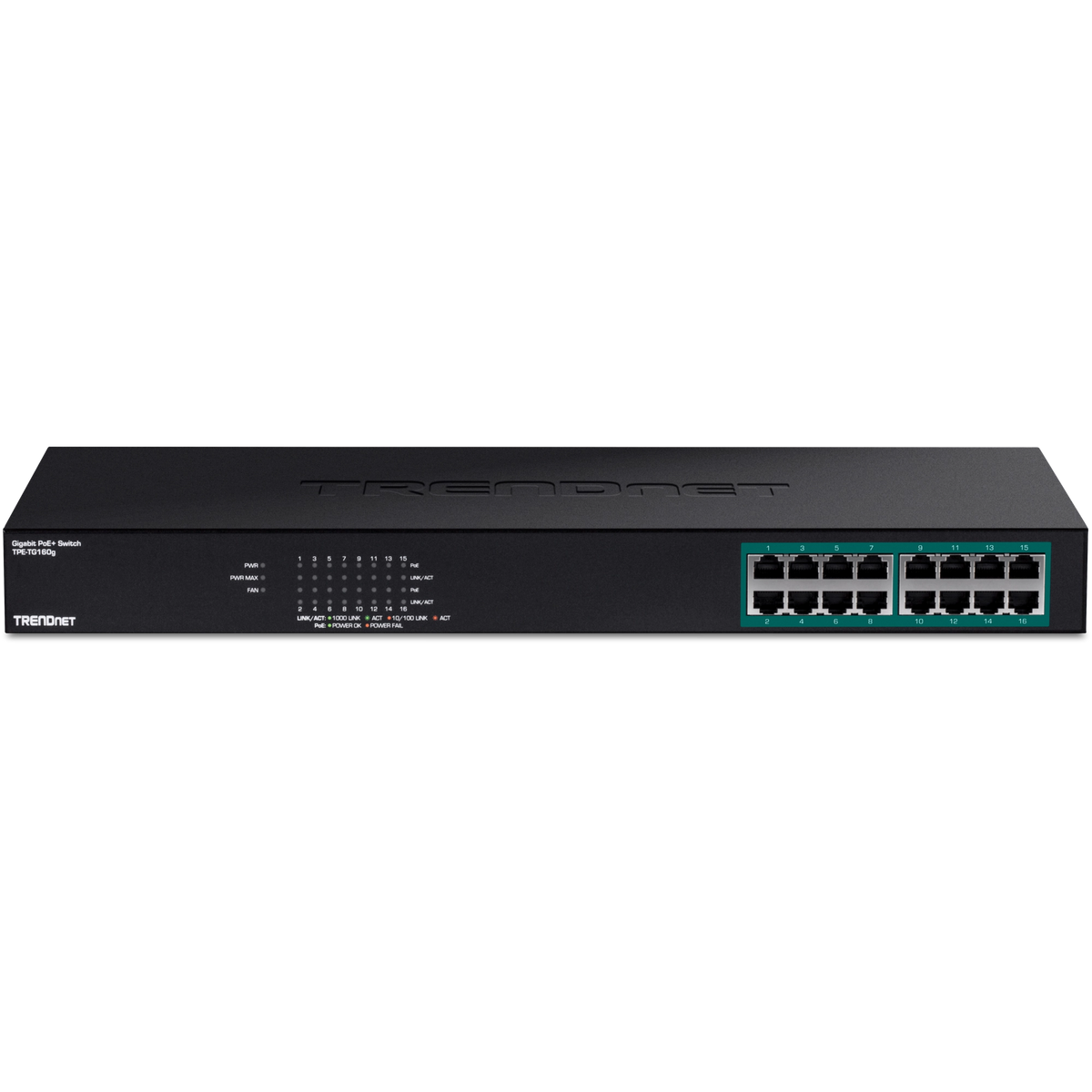 TRENDNET - TPE-TG160g - 16-port GREENnet Gigabit PoE+ Switch (250W)