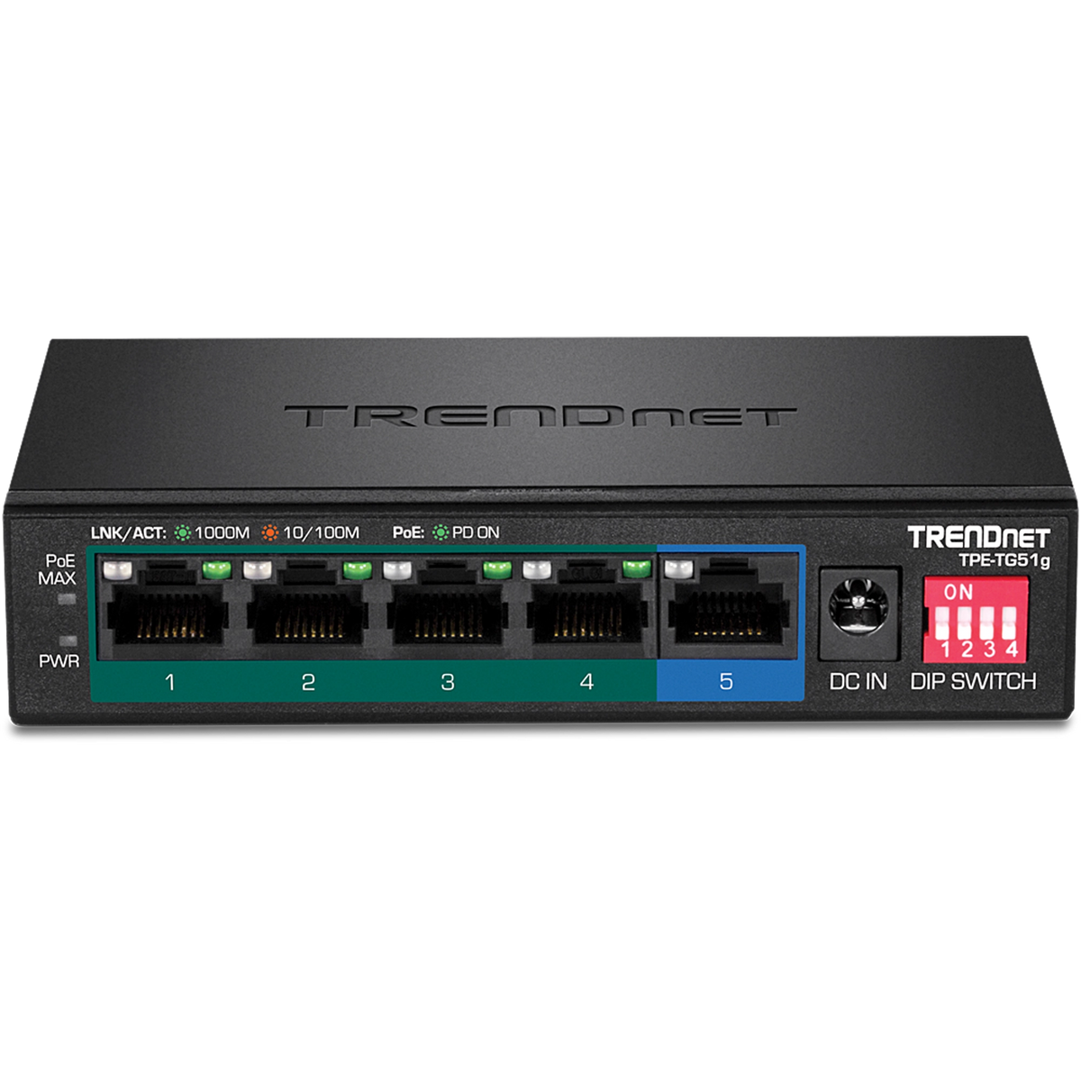 TRENDNET - TPE-TG51g - 5-Port Gigabit PoE+ Switch (60W)