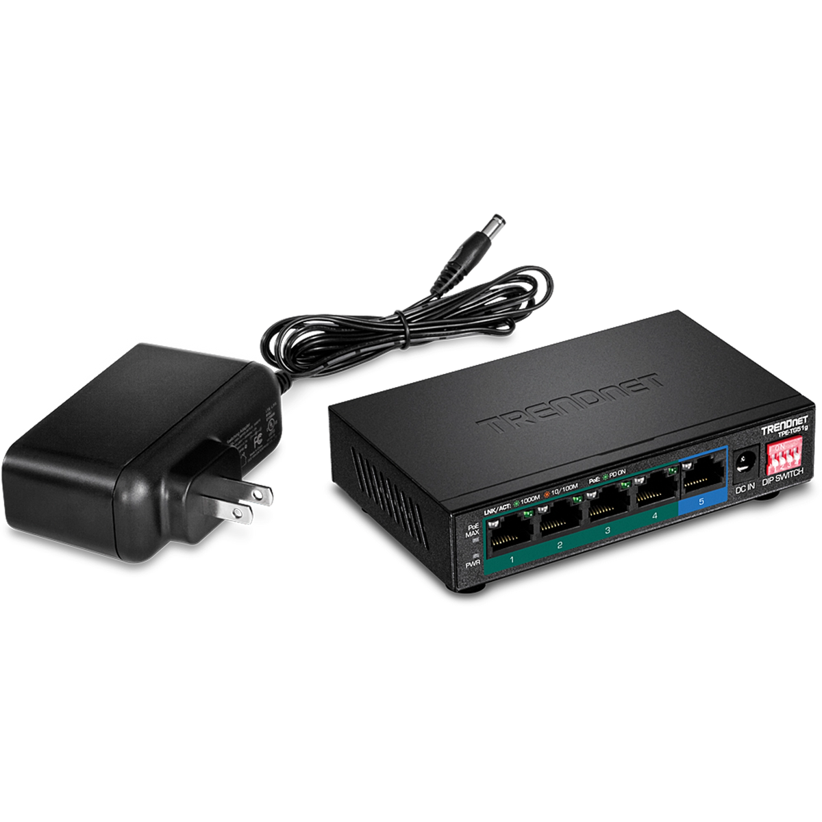 TRENDNET - TPE-TG51g - 5-Port Gigabit PoE+ Switch (60W)