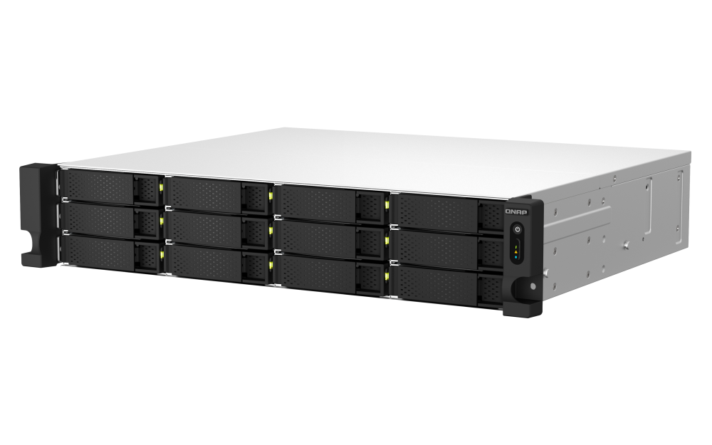 QNAP - TS-1264U-RP-4G-US - QNAP 2U 12-bay NAS/iSCSI IP-SAN, Intel Celeron 4C/4T (up to 2.7GHz), 4GB RAM, 2.5GbE LAN, 4K HDMI v1.4b, PCIe Expansion Slot, Redundant PSU