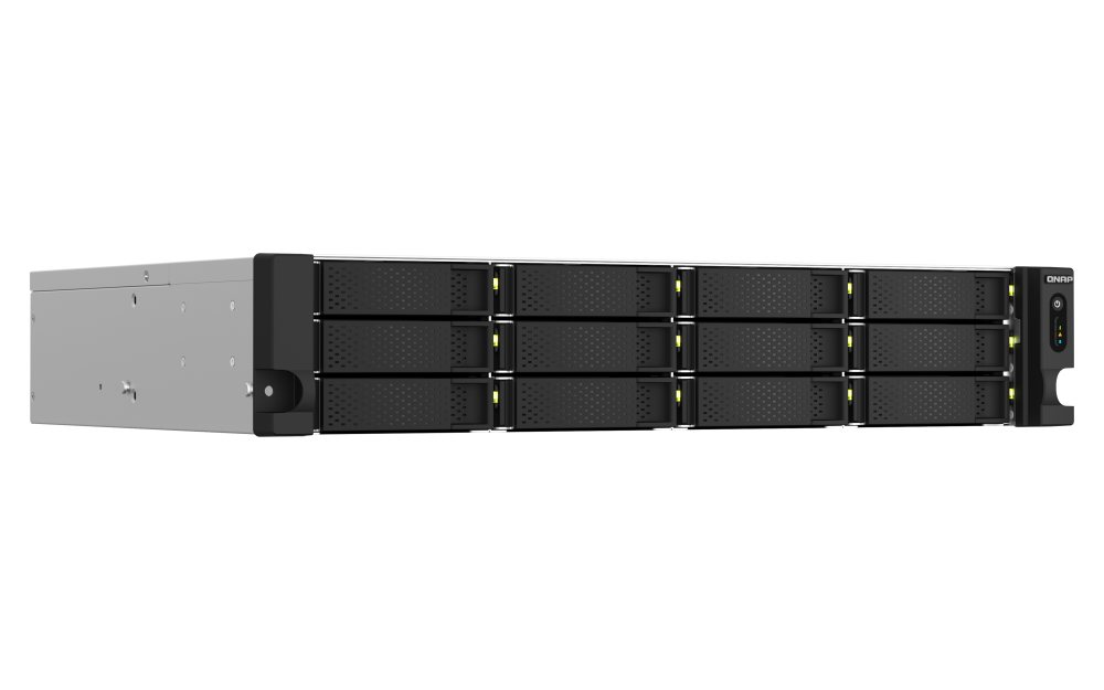 QNAP - TS-1264U-RP-8G-US - QNAP 2U 12-bay NAS/iSCSI IP-SAN, Intel Celeron 4C/4T (up to 2.7GHz), 8GB RAM On-Board, 2.5GbE LAN, 4K HDMI v1.4b, PCIe Expansion Slot, Redundant PSU