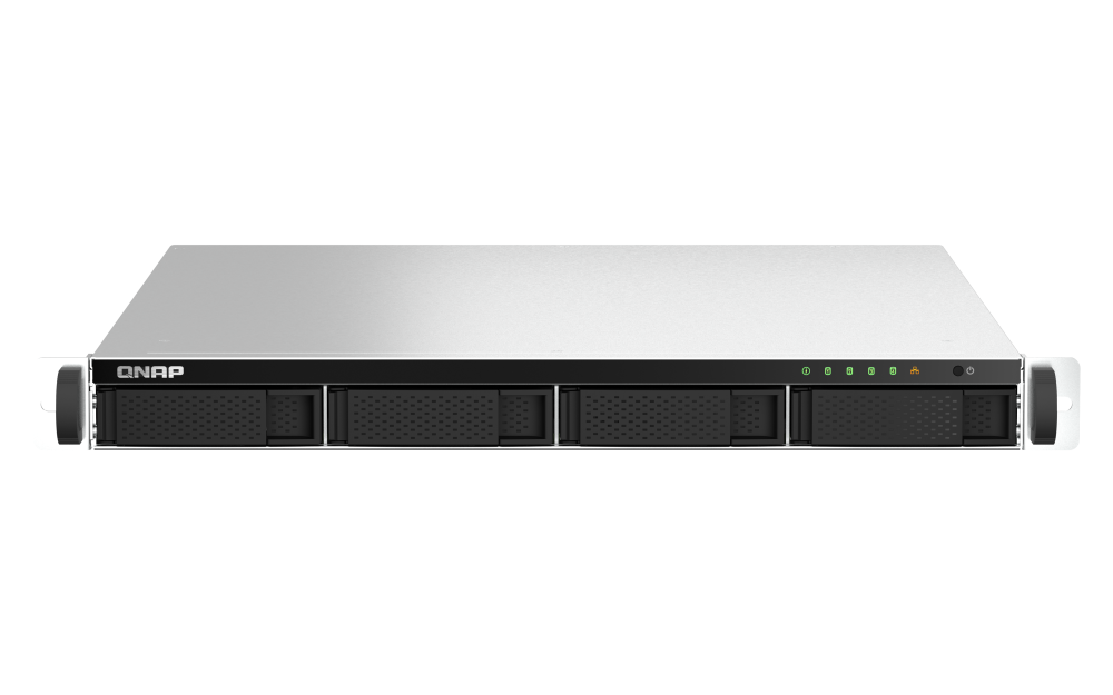 QNAP - TS-464U-8G-US - QNAP 1U 4-bay NAS/iSCSI IP-SAN, Intel Celeron N5105/N5095 4C/4T (up to 2.7GHz), 8GB DDR4 RAM (on-board), 2.5GbE LAN, 4K HDMI v1.4b, PCIe Expansion Slot, Single PSU
