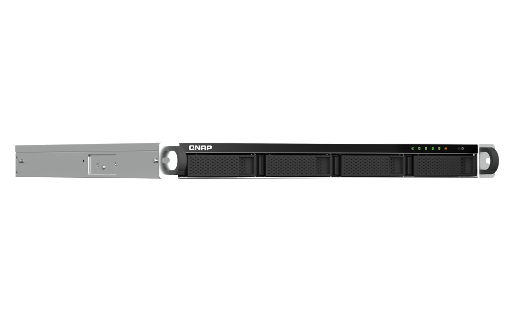 QNAP - TS-464U-8G-US - QNAP 1U 4-bay NAS/iSCSI IP-SAN, Intel Celeron N5105/N5095 4C/4T (up to 2.7GHz), 8GB DDR4 RAM (on-board), 2.5GbE LAN, 4K HDMI v1.4b, PCIe Expansion Slot, Single PSU