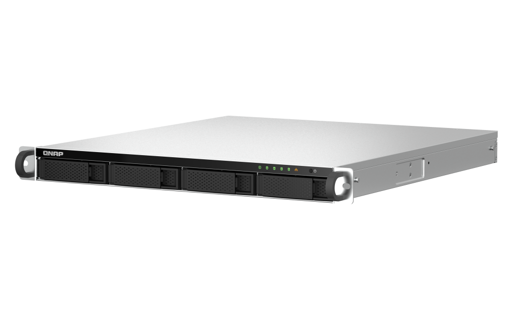 QNAP - TS-464U-8G-US - QNAP 1U 4-bay NAS/iSCSI IP-SAN, Intel Celeron N5105/N5095 4C/4T (up to 2.7GHz), 8GB DDR4 RAM (on-board), 2.5GbE LAN, 4K HDMI v1.4b, PCIe Expansion Slot, Single PSU