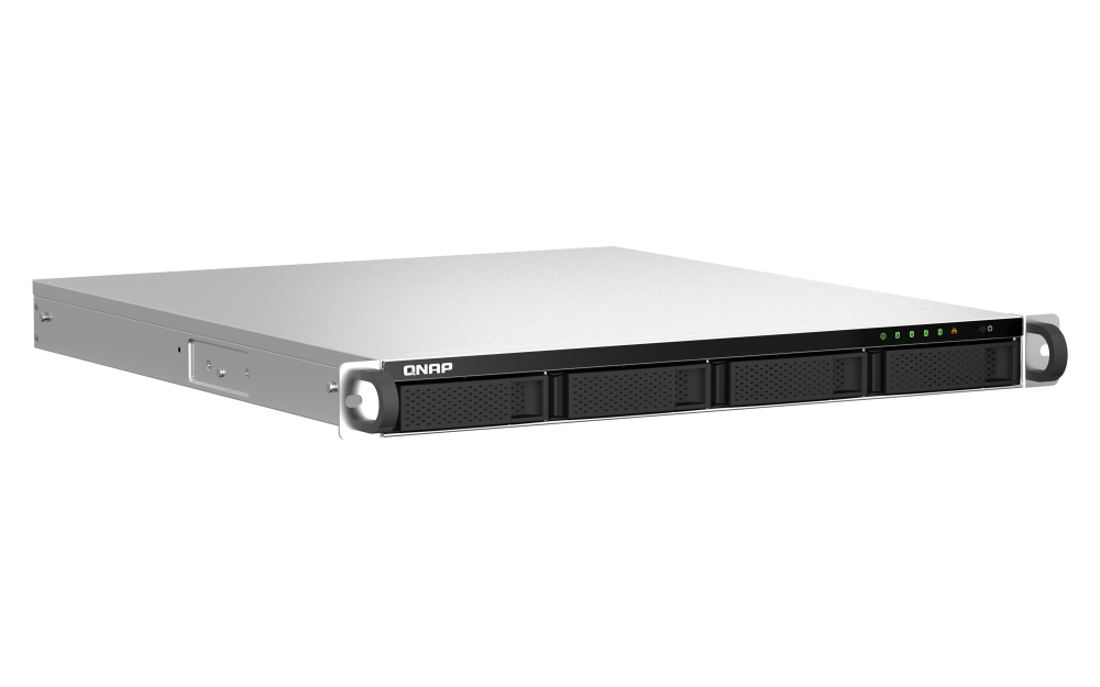 QNAP - TS-464U-RP-8G-US - QNAP 1U 4-bay NAS/iSCSI IP-SAN, Intel Celeron N5105/N5095 4C/4T (up to 2.7GHz), 8GB DDR4 RAM, 2.5GbE LAN, 4K HDMI v1.4b, PCIe Expansion Slot, Redundant PSU
