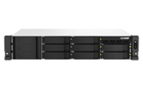 QNAP - TS-873AeU-4G-US - QNAP 2U 8-Bay short-depth rackmount NAS/iSCSI IP-SAN. AMD Ryzen V1500B 4C/8T 2.2GHz, 4GB RAM, 2x2.5GbE LAN, M.2 2280 NVMe/SATA SSD( PCIe Gen3x1), Optional 10GbE PCIe expansion, Single PSU