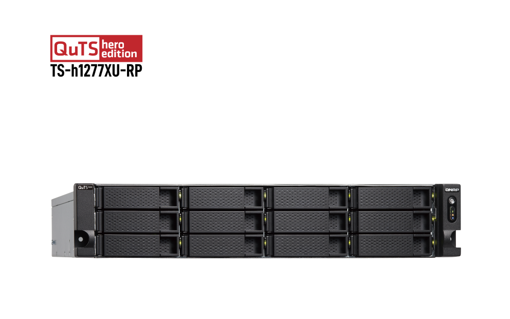 QNAP - TS-h1277XU-RP-3700X-32G-US - QNAP 2U 12-Bay QTS hero NAS, AMD Ryzen 7 3700X 8-core/16-thread 3.4 GHz processor, 128GB DDR4 RAM (max 128GB RAM), 12x 2.5
