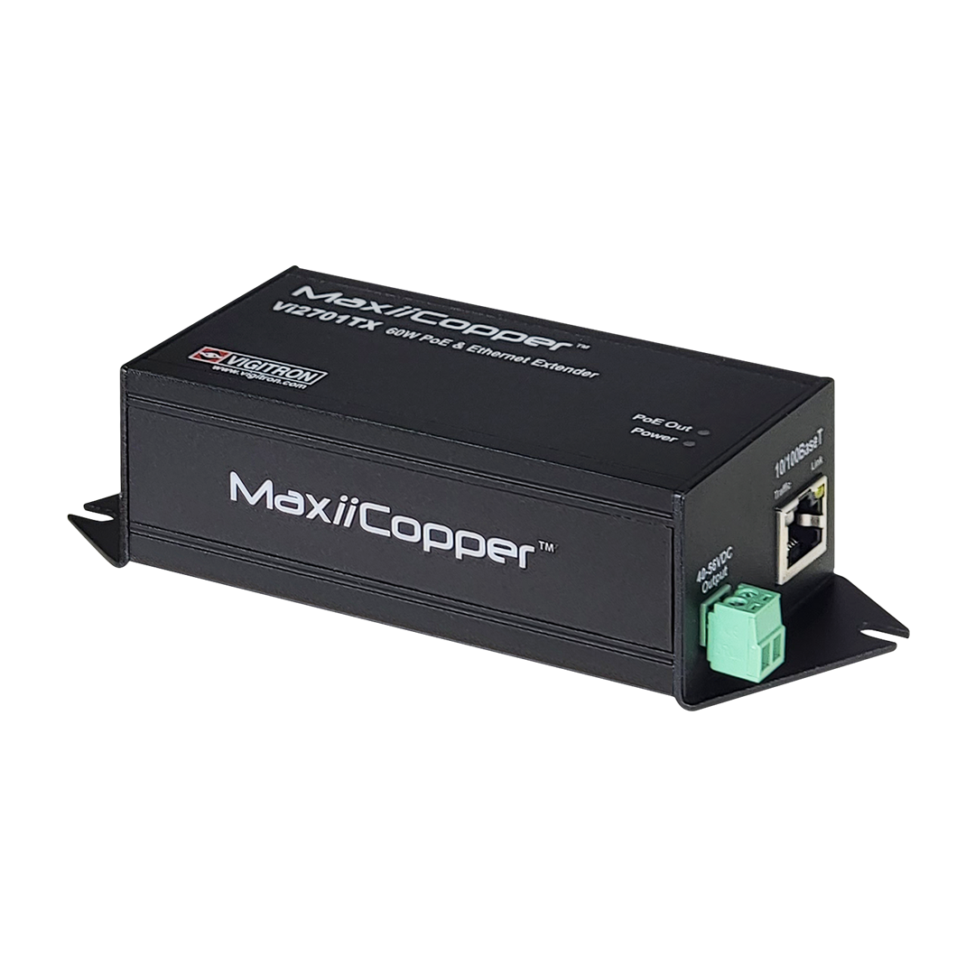 Vigitron - Vi2701TX - 1-Port MaxiiCopper™ Ethernet Extender over UTP TX, af/at 72W PoE Midspan