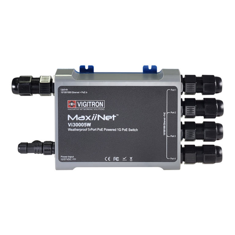 Vigitron - Vi30005W - 5-Port MaxiiNet 10/100/1G PoE Powered PoE Switch, IP67 Weatherproof
