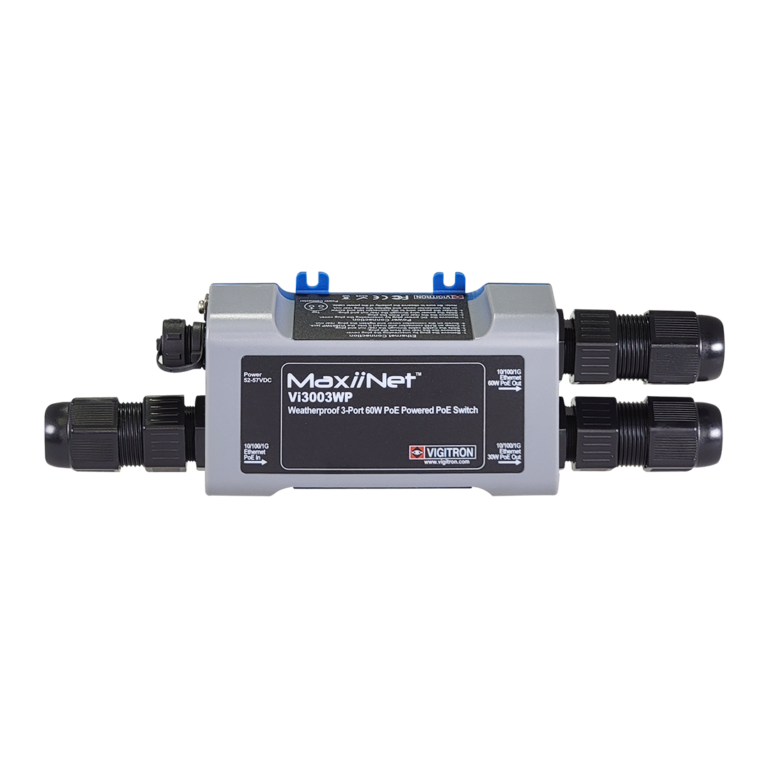 Vigitron - Vi3003WP - 3-Port MaxiiNet™ 1G af/at 60W PoE Switch/Repeater/Drop & Insert, IP67 Weatherproof