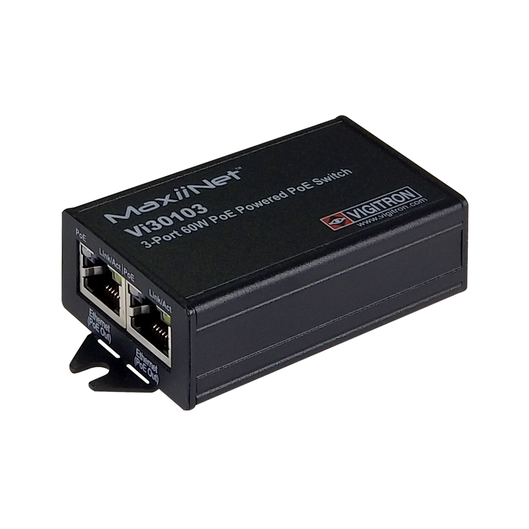 Vigitron - Vi30103 - 3-Port MaxiiNet 10/100 af/at 60W PoE Switch & Repeater