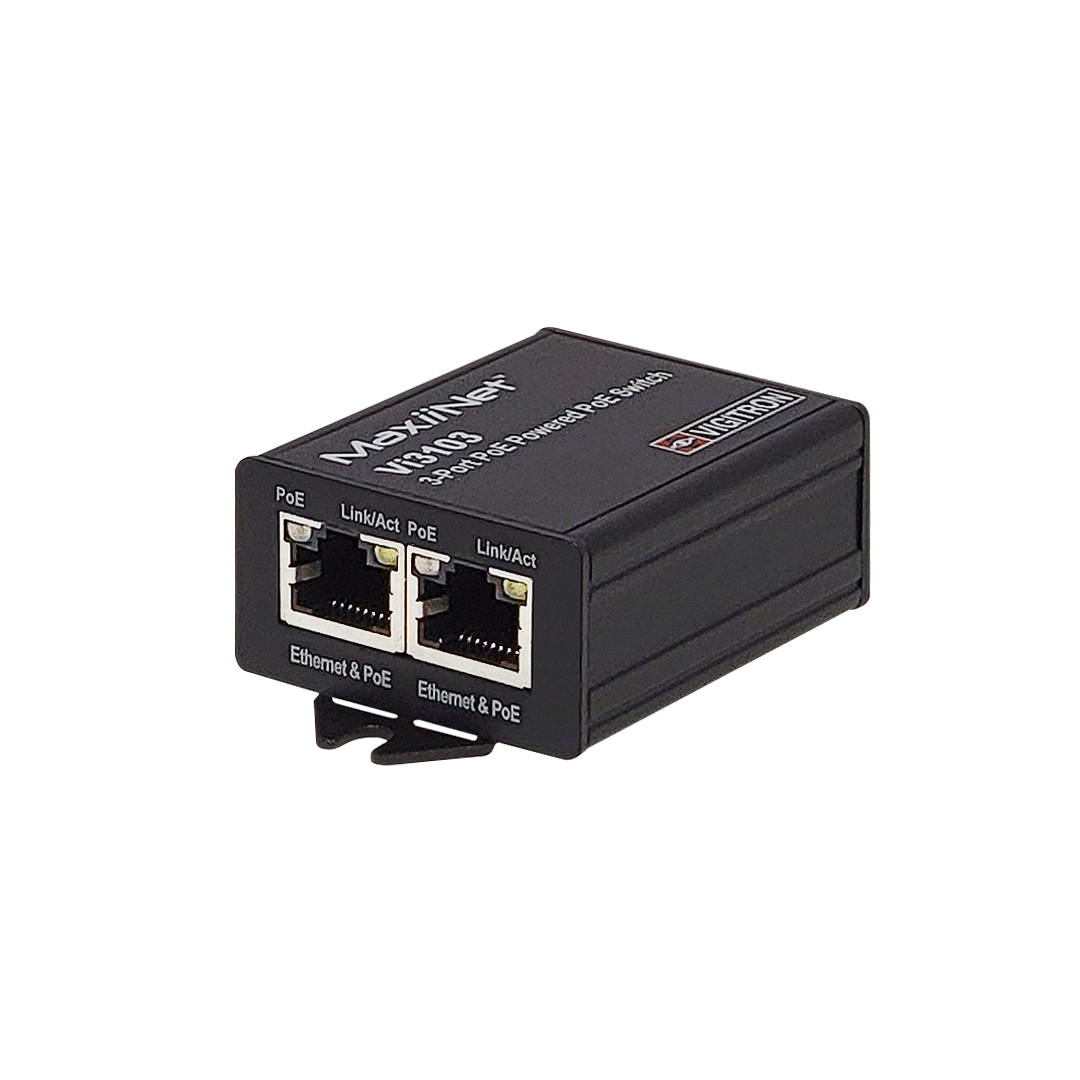 Vigitron - Vi3103 - 3-Port MaxiiNet™ 10/100 af/at 30W PoE Switch & Repeater