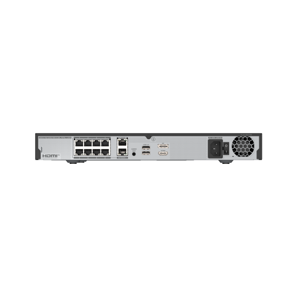 Hanwha - WRN-816S-6TB - 1U WAVE PoE NVR (Intel based) with 4 Professional licenses, 6TB RAW, supports: 16 channels with 8 PoE/PoE+ ports (PoE Budget 100W), Wisenet WAVE pre-installed, H.264/H.265/MJPEG, 2 fixed internal SATA HDDs (10TB max per HDD), 
