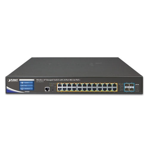 Planet - WS-2864PVR - Wireless AP Managed Switch with 24-Port 802.3at PoE + 4-Port 10G SFP+ + LCD Touch Screen and 48VDC Redundant Power