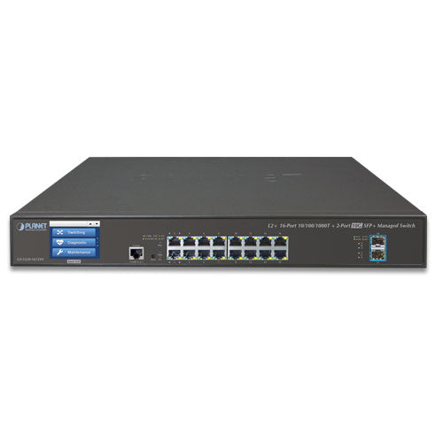Planet - GS-5220-16T2XV - L2+ 16-Port 10/100/1000T + 2-Port 10G SFP+ Managed Ethernet Switch with LCD Touch Screen
