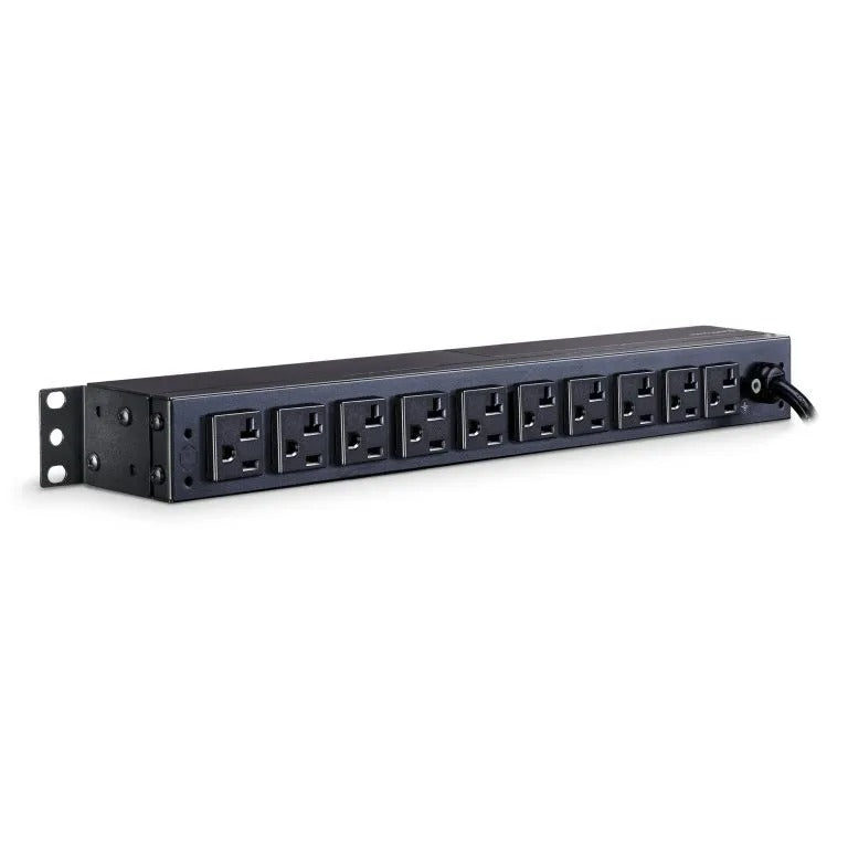 Cyber Power - PDU20M2F10R - 20A (Derated to 16A), 120 V, 50Hz/60Hz, NEMA 5-20P plug, 12 NEMA 5-20R, 1U Rackmount, 15 ft Cord, Limited Lifetime Warranty