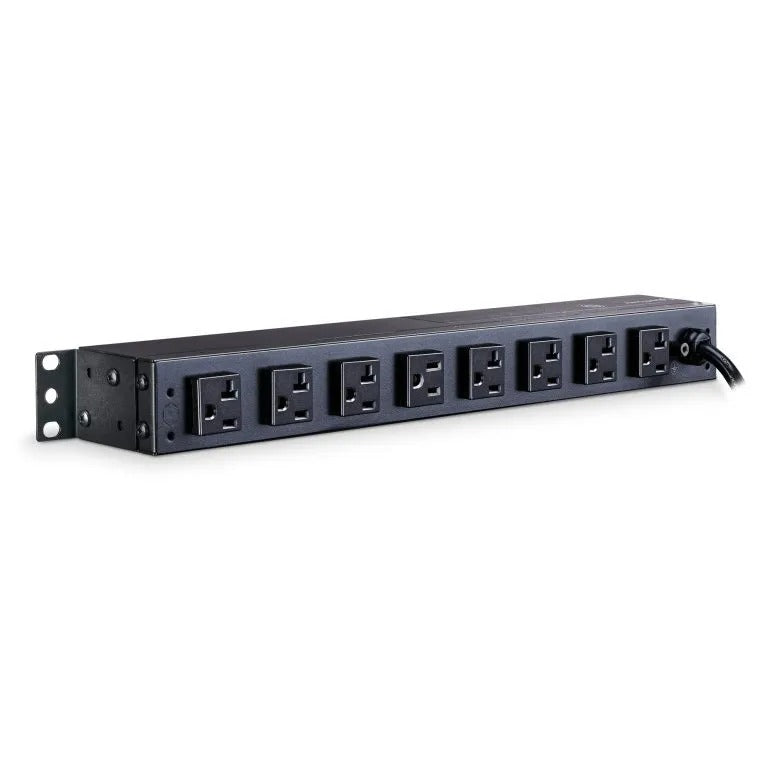Cyber Power - PDU20M2F8R - 20A (Derated to 16A), 120 V, 50Hz/60Hz, NEMA 5-20P plug, 10 NEMA 5-20R, 1U Rackmount, 15 ft Cord, Limited Lifetime Warranty