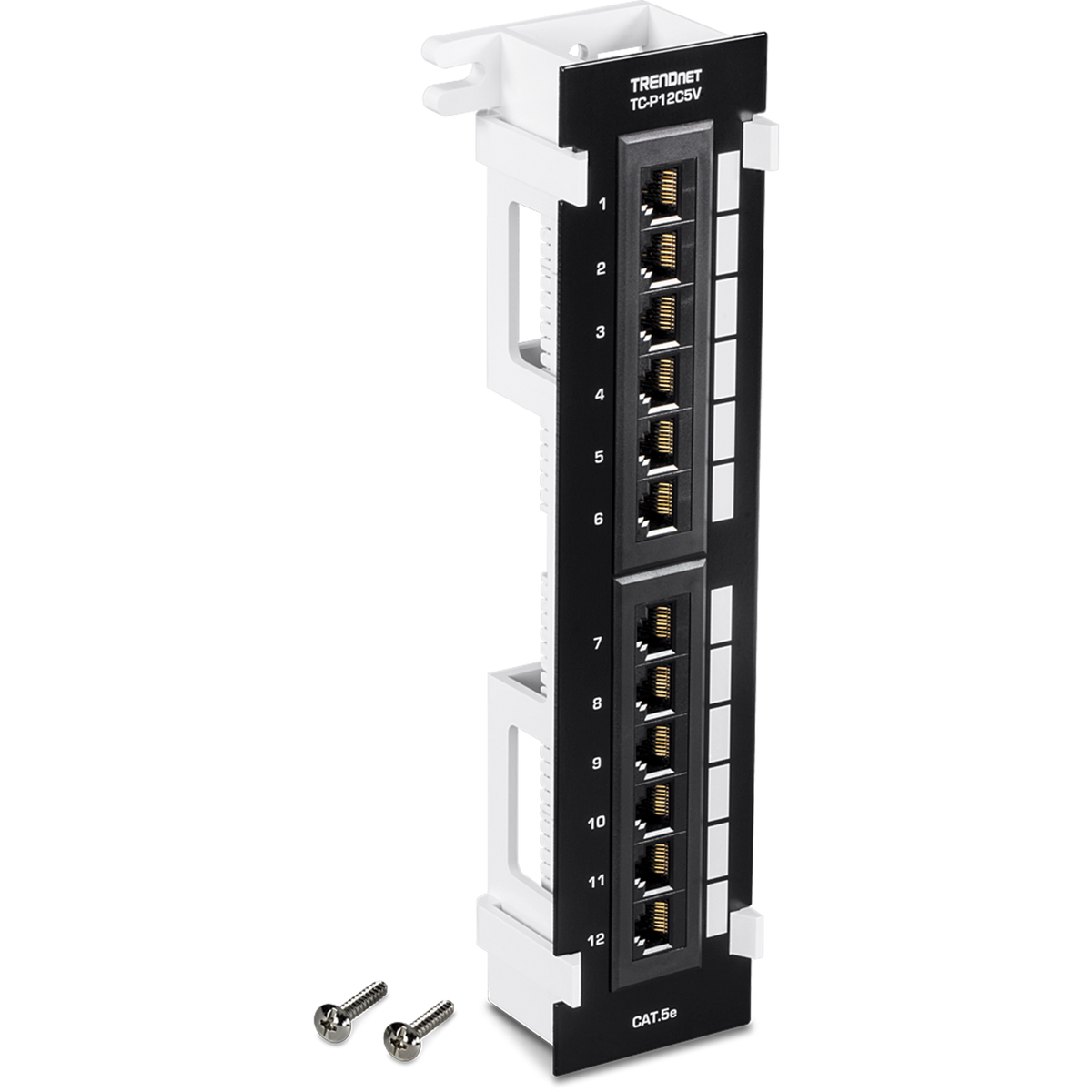 TRENDNET - TC-P12C5V - 12-Port Cat5e Unshielded Wall Mount Patch Panel with Included 89D Bracket
