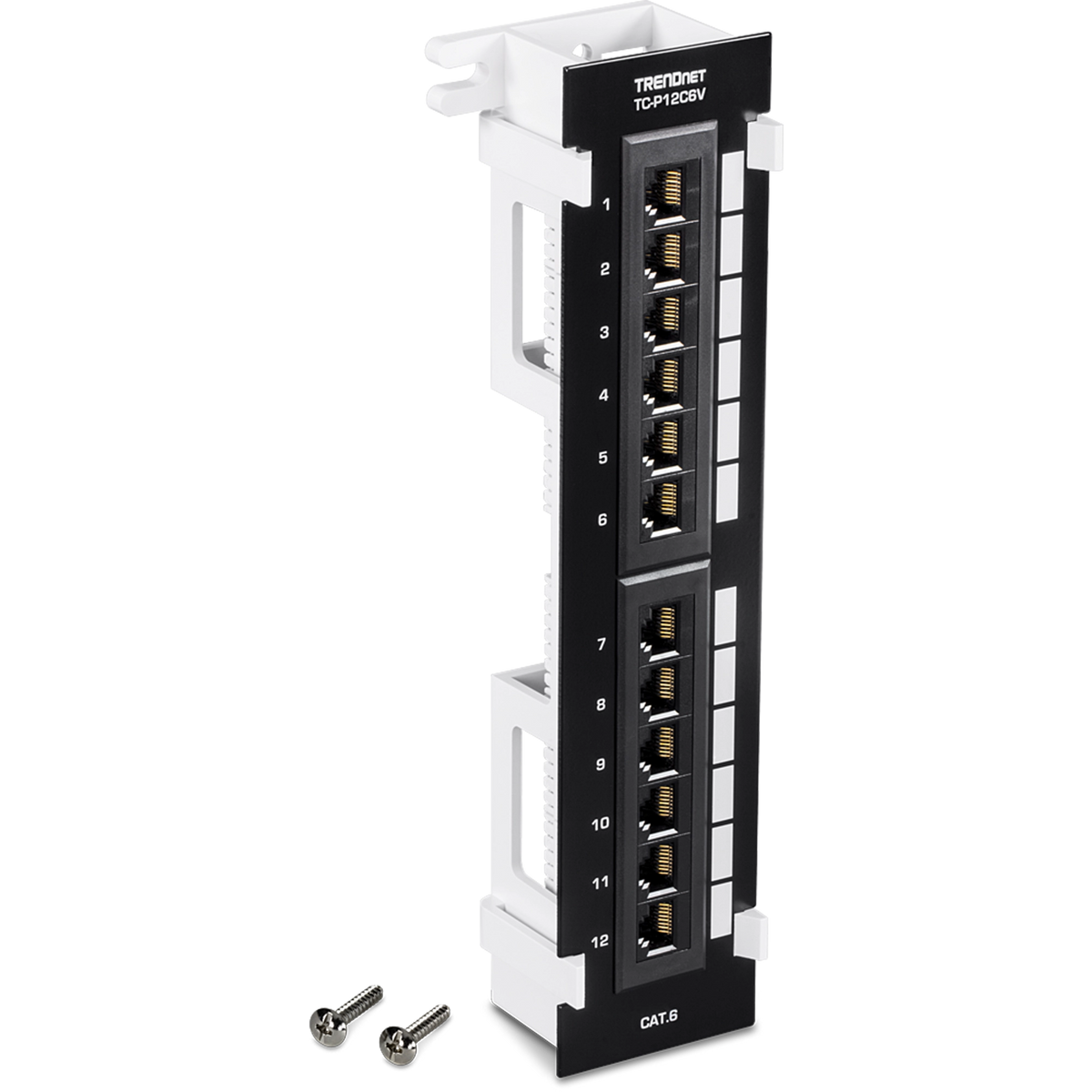 TRENDNET - TC-P12C6V - 12-Port Cat6 Unshielded Wall Mount Patch Panel with Included 89D Bracket