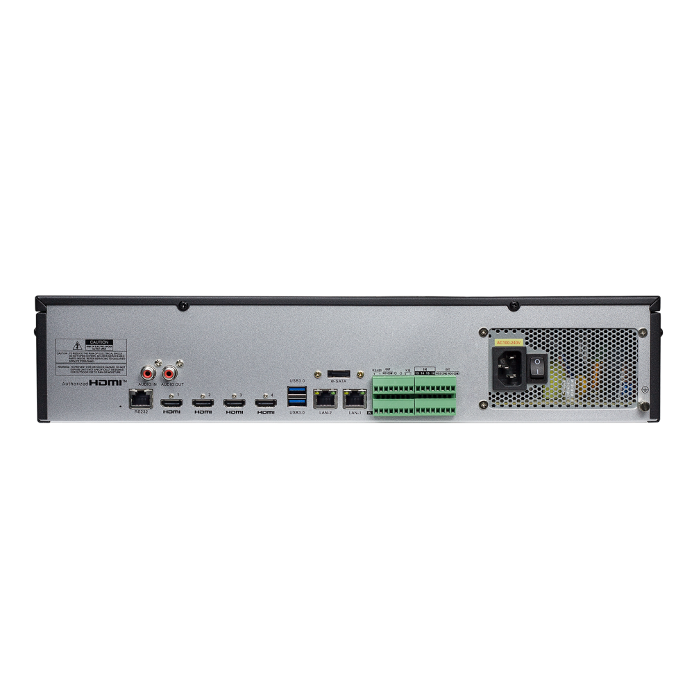 AVYCON - AVR-NSV64E2N-6T - H.265+ 64CH 4K NVR, DUAL NIC, max. 640Mbps, 8MP@30FPS, ONVIF, 8 Alarm In / 1 Alarm Out, 1 HDMI 4K Output, 4 SATA, 6TB HDD installed